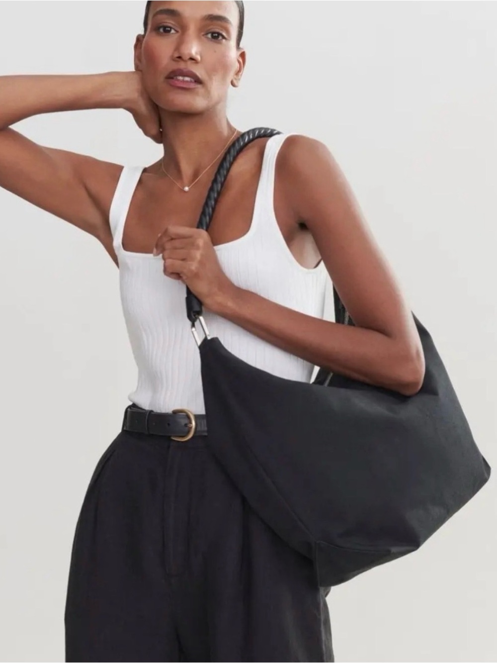 JENNI KAYNE day bag- Black Shoulder Hobo Bag - Sleek Everyday Carry